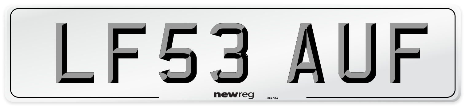 LF53 AUF Number Plate from New Reg